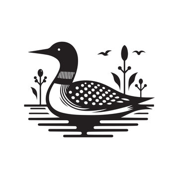 recommend clip art: Common Loon Silhouette Vector Illustration - High-Quality Stock Graphics