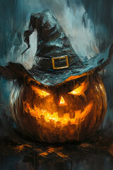 Naklejka premium halloween pumpkin in the dark