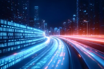 Captivating Futuristic Cybersecurity Solutions in Neon Lit Urban Cityscape for Promotional Branding  Featuring cutting edge quantum encryption algorithms nano scale sensor arrays