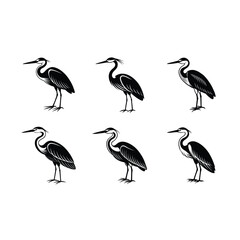Obraz premium Heron Bird Vector on white background, instant Digital Download. Illustration for prints on bags, posters
