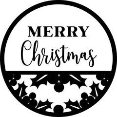 Christmas round front door sign design, Christmas vector illustration 