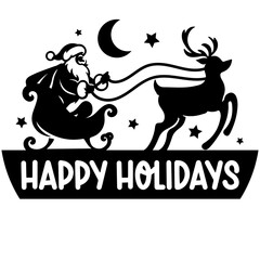 Christmas round front door sign design, Christmas vector illustration 