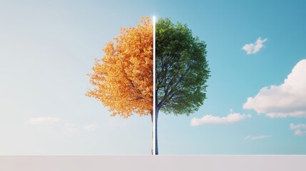 Time lapse photography showcasing the slow growth of a tree over several seasons.