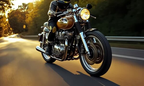 A man is riding a motorcycle on a sunny day Video