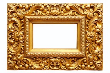 Elegant Gold Rectangle Frame for Artwork or Photos with Intricate Design and Decorative Details
