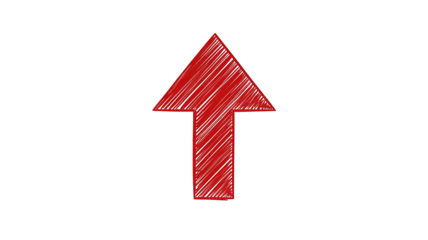 Vivid Red Arrow Moving Upwards, Hand-Drawn Effect