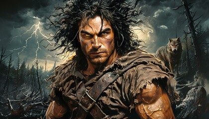 Fototapeta premium Warrior on wastelands