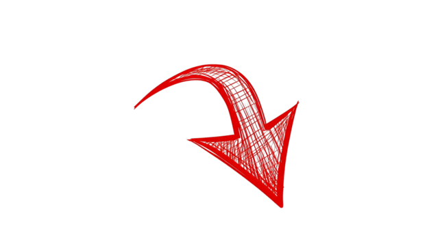 Thick Red Hand-Drawn Arrow Moving Upwards