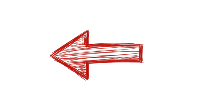 Flowing Red Arrow Up in a Hand-Drawn Style