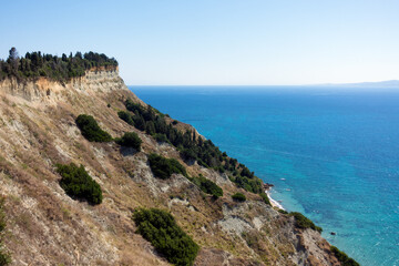 Amazing view from the hills down to the sea in the south of Corfu island, Greece