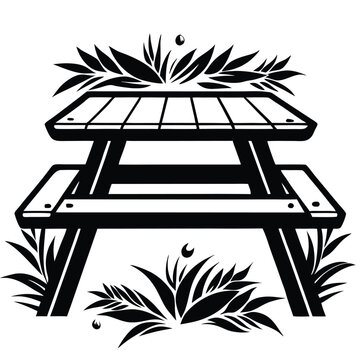 recommend clip art: Picnic table vector silhouette