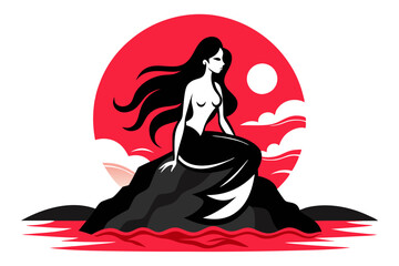 Silhouette of a mermaid collection vector illustration