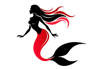 Silhouette of a mermaid collection vector illustration