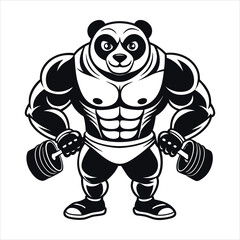 gym muscular panda vector art illustration © Dipok