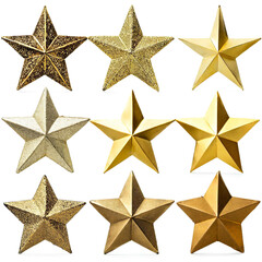 Set, collection von goldenen Sternen isoliert auf weißen hintergrund 