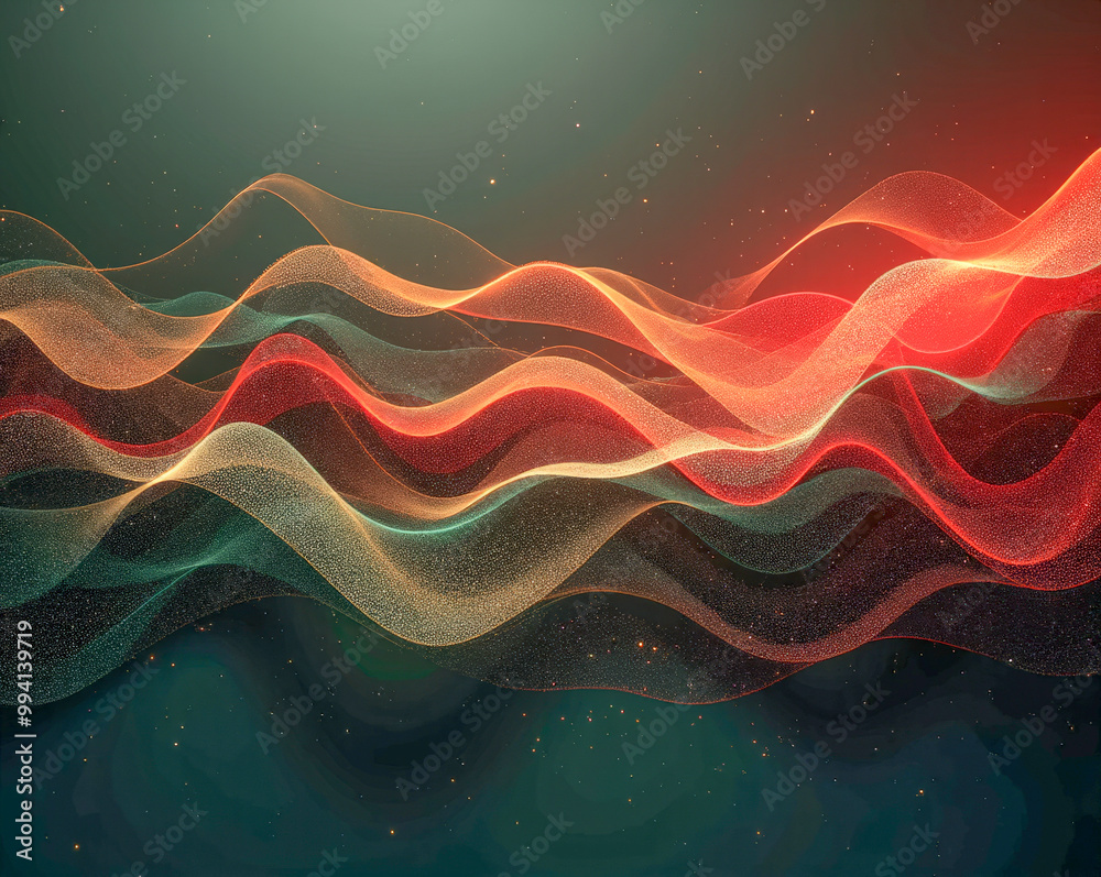 Canvas Prints black yellow red and green wave elements abstract background