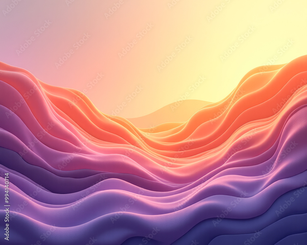 Wall mural purple yellow wave elements abstract background