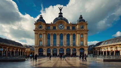 Naklejka premium North Station in Paris in day with clouds