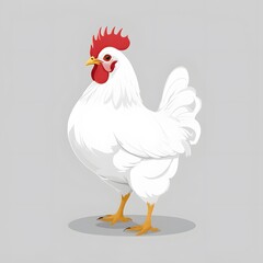 Fototapeta premium Adorable Cartoon Hen Illustration – Vector Art on White Background