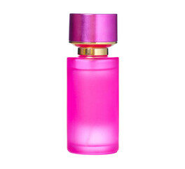 Pink perfume bottle for women isolation