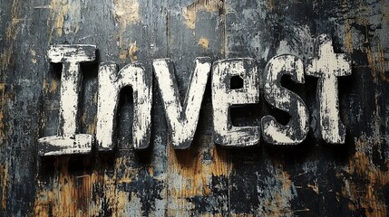The word 'Invest' is prominently displayed on a rugged wooden surface, representing financial planning, growth, and the commitment to investing.