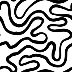 Fototapeta premium Seamless abstract pattern with squiggles and scribbles. Weaved curved lines. Chaotic ink scribbles decorative texture. Messy doodles, wavy and curly lines.