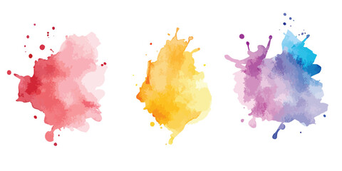 Set of watercolor circles brash multicolored. watercolor on white background. abstract watercolor background,