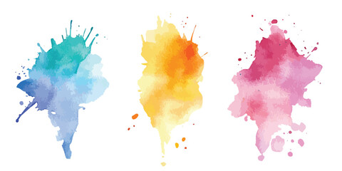 Obraz premium Set of watercolor circles brash multicolored. watercolor on white background. abstract watercolor background,