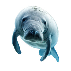 Naklejka premium West indian manatee is swimming underwater and looking forward