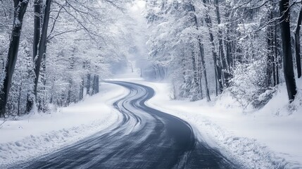 Fototapeta premium Winter scenes with snow-covered mountains, forests, or streets. 