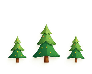 vector illustration of a set of three Christmas trees on a white background isolated
