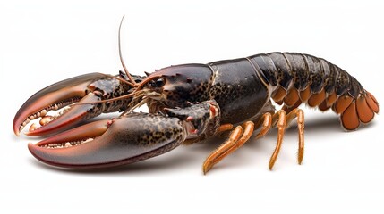 Close-up of a Fresh Lobster Isolated on White Background.