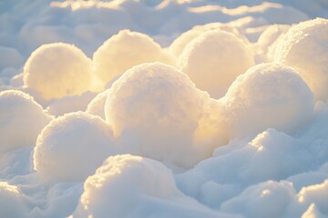 Snowballs Glowing in the Golden Light of Sunset