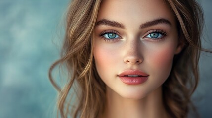 Naklejka premium closeup portrait of a sensual blond female model looking at camera, concept of beauty, skincare and cosmetics