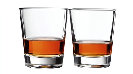 Two whiskey glasses filled with rich amber liquid, showcasing a moment of relaxation and enjoyment. Perfect for beverage themes.