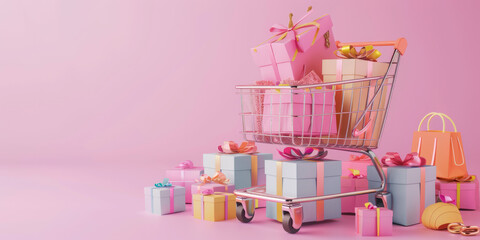 Mockup, online shopping concept, 3D rendering.