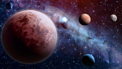 A large planet floating in outer space