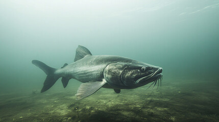 Fototapeta premium Giant Freshwater Fish Swimming Underwater
