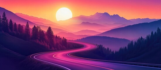 Scenic Mountain Road at Sunset