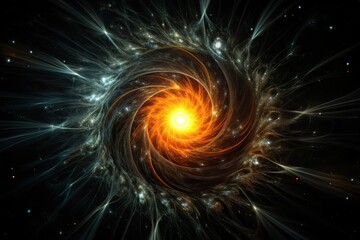 Obraz premium Swirling galaxy with a fiery center in deep space.