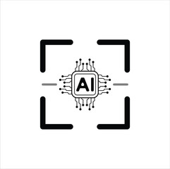 scanner icon vector with AI or Artificial intelligence chip icon with circuit vector illustration design. Eps 10