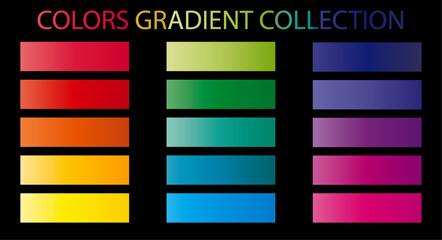 Set of Colors Gradient, Vector Illustration. Color Palette Collection with Soft Gradient Texture.