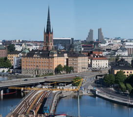 Underground bridge at the old town Gamlas Stan, the bridge Centralbron, the old town Gamla Stan...