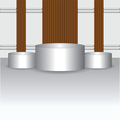 modern studio with podium and wooden paneling background vector illustration design. Eps 10