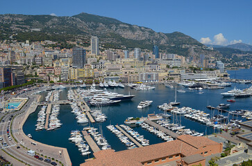 monaco yachts in harbour on sunny day