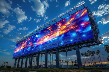 Your brand or sponsorship messages on billboard. Sports arena billboard blank bock up.