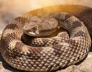 Obraz premium Close up of a rattle snake in the desert