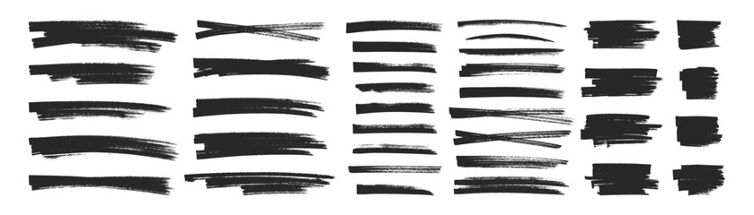 Straight lines of a marker or brush for highlighting and underlining. Vector illustration.