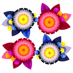 Floral ornament. Pattern of flowers. Bouquet. Buds with berries. Four elements.