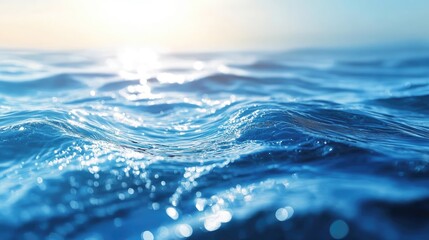 Ripples and light reflections on a clear blue water surface create an abstract summer background showcasing water waves illuminated by sunlight ideal for cosmetic product promotions